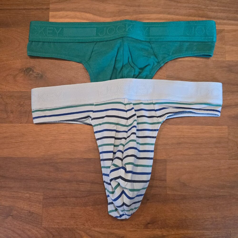 Jockey Essentials Cotton Stretch Men's Thong - Small - New - 2 pair